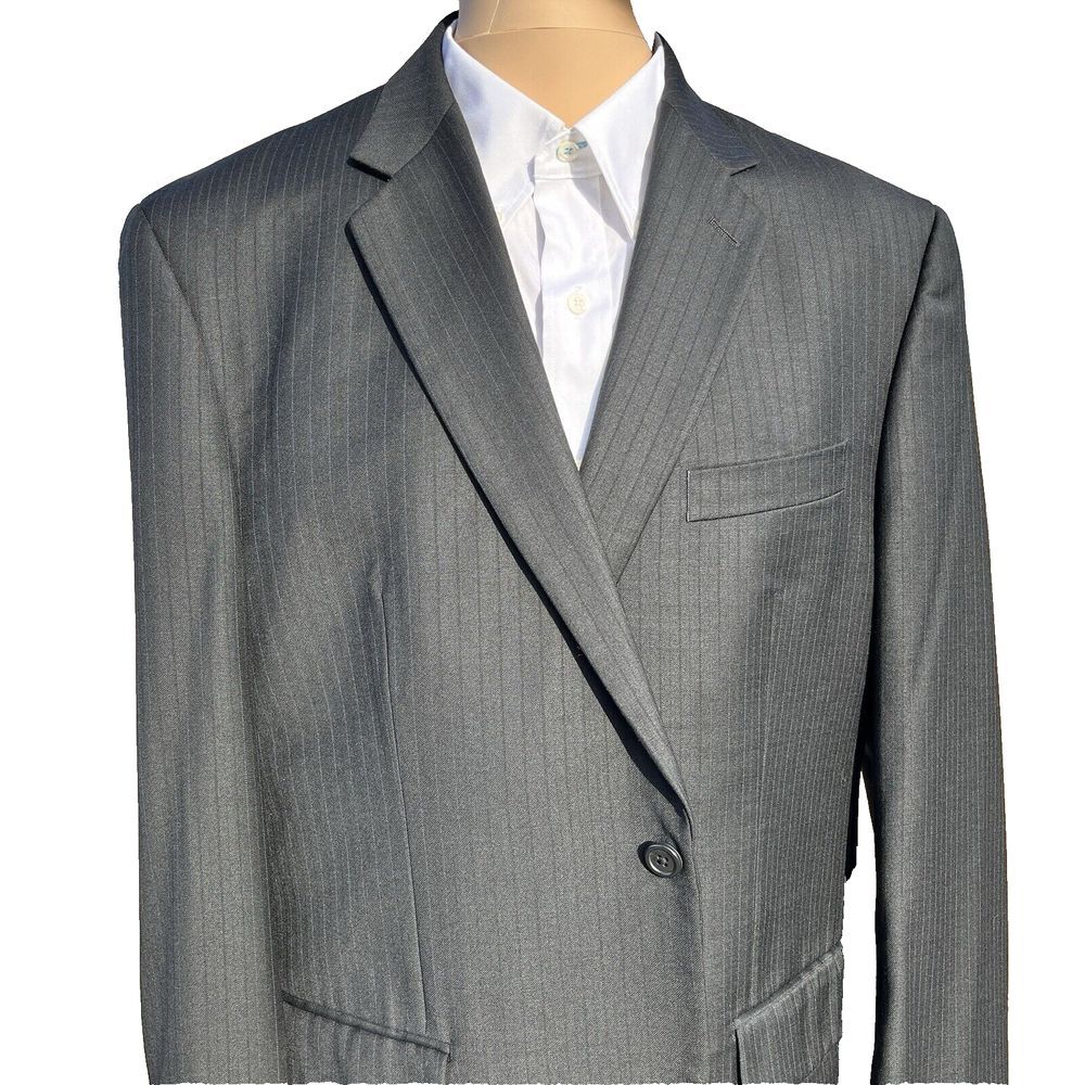 Calvin Klein Wool Men's blazer (44R) Grey Pinstripe Formal Wedding office
